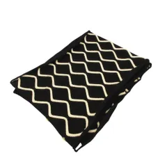 GIORGIO ARMANI ジョルジオアルマーニ マフラー ウェーブ刺繡 マフラー ウール ニット イタリア製 ブラック メンズ レディース 【中古】のサムネイル