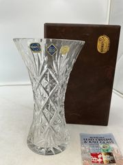 箱付き】IZMIR トルコ製 ハンドカット クリスタル花瓶 ヴィンテージ