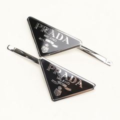 PRADA メタルヘアピン ブラック シルバー - メルカリ