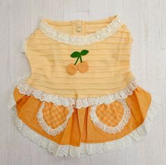 ♥犬服 ハンドメイド♥ミモザ柄スムースニットとお花ヒッコリーの2段