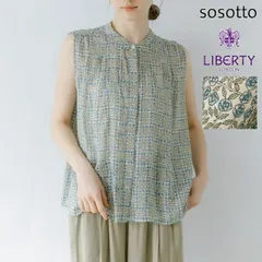 sosotto ソソット リバティ LIBERTYシルフローン比翼ギャザーノースリーブブラウス リヨセル100％ SwimDunclareのサムネイル