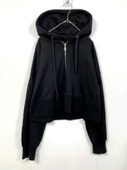 美品 merlot メルロー ショート丈 ワイド ジップアップ パーカー 黒 ■■レディースのサムネイル