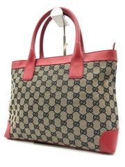 061 極美品 GUCCI トートバッグ ハンドバッグ 肩掛け GGキャンバス