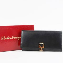 超美品】Ferragamo フェラガモ ガンチーニ イタリア製 二つ折り長財布