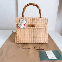 激レア✨️Tommaso Candria トーマソカンドリア バンブー×ラタン ハンドバッグ 保存袋・タグ付き イタリア製 864のサムネイル