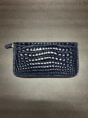 クロコダイル　シャイニング　長財布　ネイビー【訳あり】のサムネイル