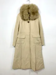 ELLE エル フォックスファー襟 2way ウール ロング コート size38/ベージュ ◆■レディースのサムネイル
