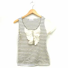 ラボラトリーワーク laboratory work カットソー Tシャツ 半袖 ノースリーブ 袖フリル コットン ボーダー 9 ホワイト 白 /KT1のサムネイル