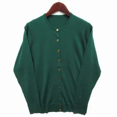 ミューズ MUSE DEUXIEMECLASSE ウール ハイゲージ クルーネック カーディガン 長袖 ニット グリーン 36 21080500401030 美品のサムネイル