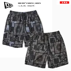 NEWERA ハーフパンツ イージーパンツ 西海岸系 ペイズリー柄 バンダナ柄 チノパン メンズ 春夏用 紺 黒 大きいサイズ ショートパンツ 太め 総柄 軽量 快適 涼しい コットンパンツ 綿 b系 ヒップホップ 新作  14856741_14856742のサムネイル