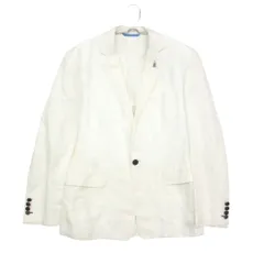 LANVIN en Bleu ランバンオンブルー テーラードジャケット リネン混 ロゴチャーム付き 1B ナローラペル ホワイト 48【M】 メンズ 【中古】のサムネイル