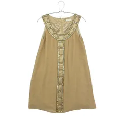 GRACE Class グレース クラス チュニック スパンコール ビーズ装飾 シルク ミニワンピース ベージュ 36【S】 レディース 【中古】のサムネイル