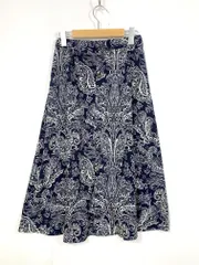美品 NOMBRE IMPAIR ノンブルアンペール 総柄 センターボタン スカート sizeF/紺 ■■レディースのサムネイル