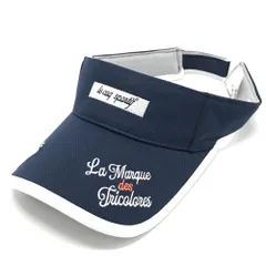 【美品】ルコックゴルフ サンバイザー ネイビー×白 ロゴ刺しゅう F（55-57㎝)   ゴルフウェア le coq sportifのサムネイル