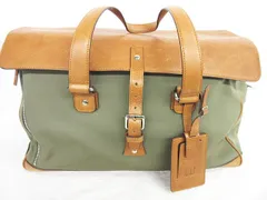Dunhill ダンヒル ボストンバッグ  カーキ×ブラウン グリーン系  レザー 無地 MF0003-0604-51のサムネイル