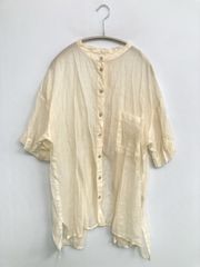 美品 マーガレットハウエル シャツ リネン100% バンドカラー