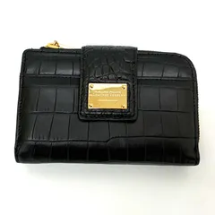 ◆LEATHER JEWELS◆レザージュエルズ クロコ型押し 折りたたみ財布 ブラック 黒のサムネイル