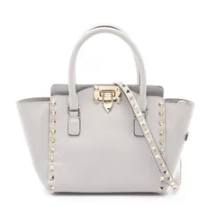 ヴァレンティノ・ガラヴァーニ Valentino Garavani ハンドバッグ ロックスタッズ 2WAY グレー レザー ロックスタッズ 2wayハンドバッグ レディース Used Aのサムネイル