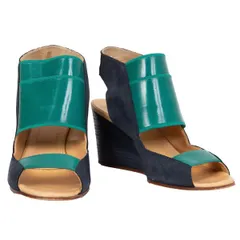 エムエム 6 メゾン マルジェラMM6 MAISON MARGIELA 切替レザーヒールサンダル 紺深緑37.5 (24位)のサムネイル