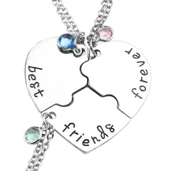 Top Plaza Best Friends Forever and Ever ネックレス 3つのBFFハートパズルマッチング合金ペンダントネックレス 姉妹向け友情ジュエリー, 25mm*31mm, 金属のサムネイル