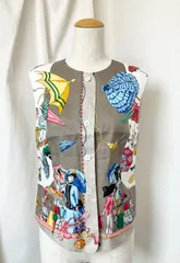 Vintage エルメス HERMES ベスト ジレ シルク トップス フランス製 雨傘 日傘 傘と日傘 UMBRELLES ET PABAPLUIESのサムネイル