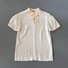 シャネル ボウタイ シアーブラウス ピーチベージュ CCロゴ金具 ココ 