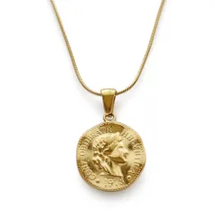 [ジュエル ボックス] JewelVOX ネックレス レディース メンズ サージカルステンレス 金属アレルギー対応 コイン 大人 (ゴールド)のサムネイル