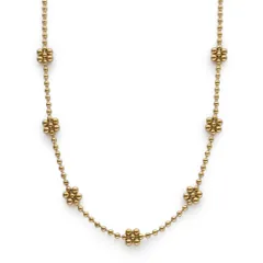 [ジュエル ボックス]JewelVOX ネックレス 金属アレルギー対応 レディース ショート ボールチェーン 花 フラワー サージカルステンレス シンプル 大人 (ゴールド)のサムネイル