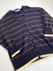 ZARA ザラ 3519/166/049 ボーダーニットカーディガン カーディガン sizeM/紺 ◇■ メンズ