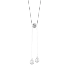 [ハルジオ] ロングネックレス レディース ネックレス ロング シルバー Y字 細め ラリエット パール 人気 チェーン 細い アクセサリー ジュエリー ペンダント シンプル 普段使い おしゃれ かわいい 大人 プレゼント 結婚式 (TYPE 2)のサムネイル