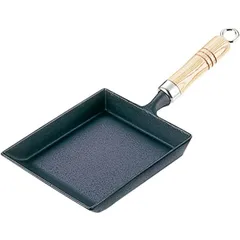 メーカー正規品 新品 岩鋳 Iwachu 玉子焼(木柄付) 黒焼付 内寸18×15cm IH対応 南部鉄器 24017のサムネイル