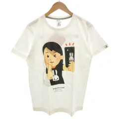 キューン CUNE ×いらすとや コラボ タグ付き 自撮り セルフィーのイラスト 25TH Tシャツ 半袖 クルーネック プリント M 白 ホワイト /GVのサムネイル