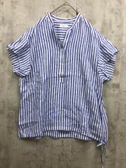 シップスエニィ【新品】リネン100% ストライプ スキッパーブラウス 