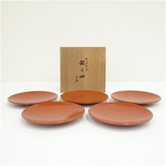 美品】京漆匠 象彦 朱塗 糸目金彩 銘々盆 5客 共箱・栞付【即購入OK