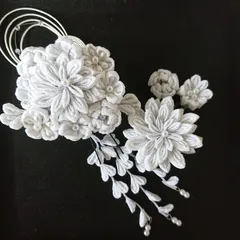 つまみ細工の髪飾りセット/白/結婚式/成人式/七五三