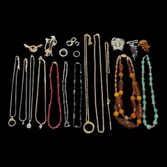 【遺品整理まとめて■⑦】ジュエリー　20点　ネックレス　ブローチ　リング　イヤカフ　アクセサリー