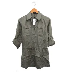 リフレクト Reflect タグ付き ミリタリー シャツ ワンピース ミニ 七分袖 コットン シンプル 9 カーキ /KT10のサムネイル