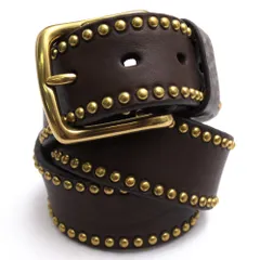 J＆Mデヴィッドソン／J＆M DAVIDSON ベルト ビジネス メンズ 男性 男性用 レザー 革 本革 ダークブラウン 茶 ブラウン SIDE STUDS BELT 38MM スタッズのサムネイル