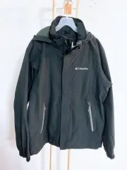 ヴィンテージ(M)Columbia コロンビア メンズ 防水ジッパー ブラック フード ウィンドブレーカー ジャケットのサムネイル