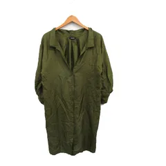 マックス&コー MAX&CO. シャツ ワンピース ミニ 七分袖 シルク シンプル 38 グリーン 緑 /KT11のサムネイル