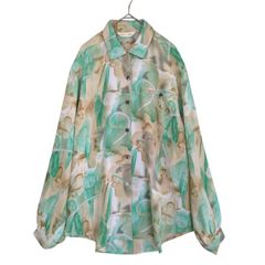幾何学模様 シアーシャツ 長袖 ブルー系 VINTAGE - メルカリ
