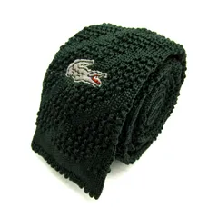 ラコステ ブランド ネクタイ ニットタイ ストライプ柄 ワニロゴ シルク混 イタリア製 PO メンズ グリーン LACOSTE 【中古】のサムネイル