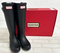 未使用級✨】HUNTER 黒 長靴 バックル付き ロングレインブーツ UK4
