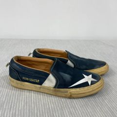 GOLDEN GOOSE SEASTAR レザースリッポン ネイビー 42 - メルカリ
