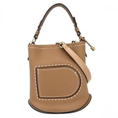 【決算】 2WAY レディース デルヴォー ミニバケット サーピケ ハンドバッグ ショルダーバッグ DELVAUX レザー ブラウン 茶 ゴールド金具 美品【中古品】