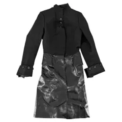 ルイヴィトン アウター レディース プリーツ 異素材 ロングコート 服 アパレル レザーコート LOUIS VUITTON 36 ブラック 黒 コットン  シルク   春 秋【中古品】のサムネイル
