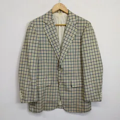 70s CORBIN テーラードジャケット USA製 背抜き 2B チェック 総柄 古着 VINTAGE トラッド プレッピー アイビー イエロー ネイビー F78