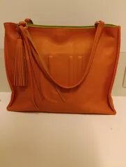 【中古品】 U by Ungaroウンガロ レザー ハンドバッグ オレンジ 肩掛け 手提げ バッグかばん 現状品のサムネイル