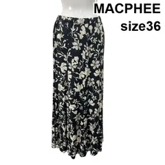 ◇ マカフィー MACPHEE マキシスカート Aライン フラワープリント ウエストゴム ギャザー 黒 白 36 M 9号 レディース S6F111のサムネイル