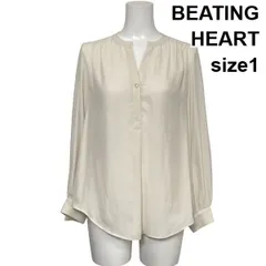◇ ビーティングハート BEATING HEART バンドカラーブラウス シャツ 長袖 シアー プルオーバー アイボリー 1 S 7号 レディース S6F122のサムネイル
